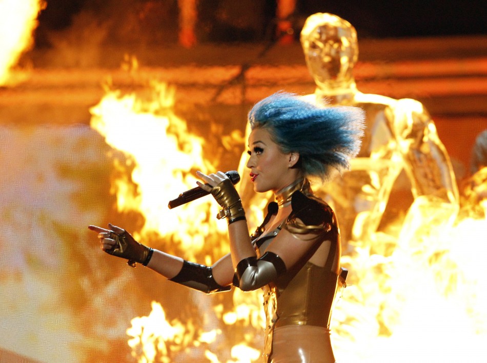 Singer Katy Perry performs at the 54th annual Grammy Awards in Los Angeles