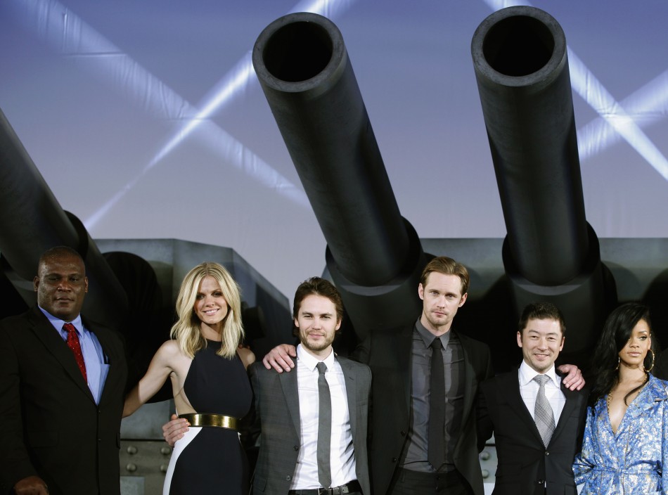 Cast members of the film quotBattleshipquot pose at the world premiere event for the film in Tokyo