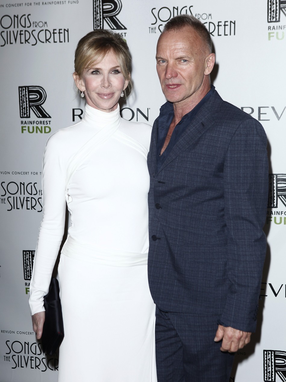 Musician Sting and his wife Trudi Styler arrive for the benefit show quotSongs From the Silver Screenquot in New York