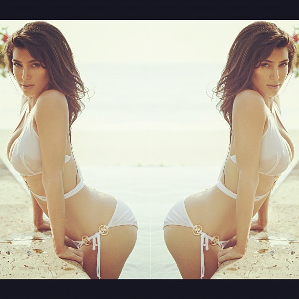 Kim Kardashians lingerie photo as double image