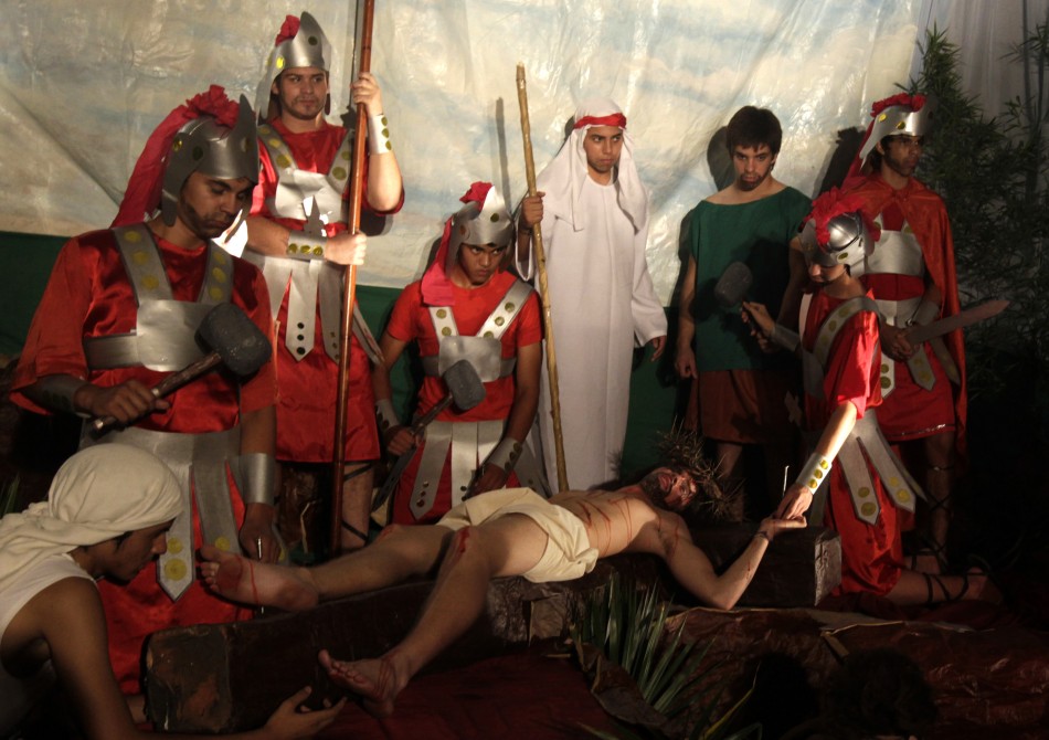 Actors take part in a quotVia Crucisquot re-enactment during a Good Friday celebration in Luque