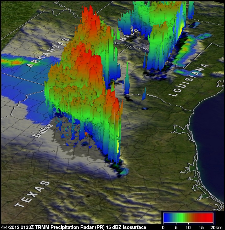 Nasa Satellite Captures Image Texas Tornadoes in 3-D