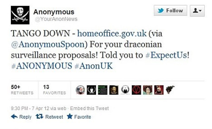 Anonymous Attack - Twitter Message