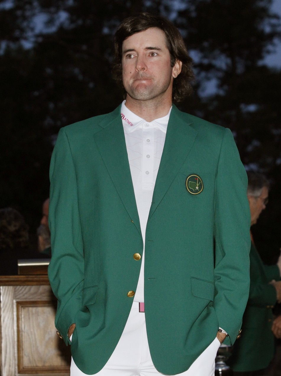 Bubba Watson of the U.S. wears his green jacket after winning the the 2012 Masters Golf Tournament at the Augusta National Golf Club in Augusta