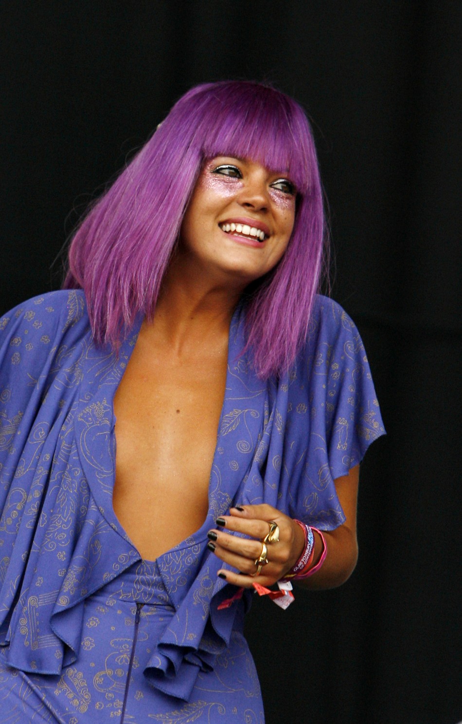 British singer Lily Allen performs at the Glastonbury Festival 2009 in south west England