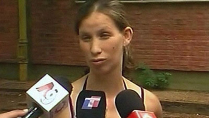 Analia Bouter speaks to local media outside the Argentine hospital