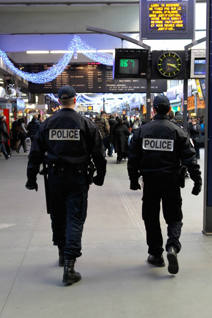 French police patrol Montparnasse train station in Paris