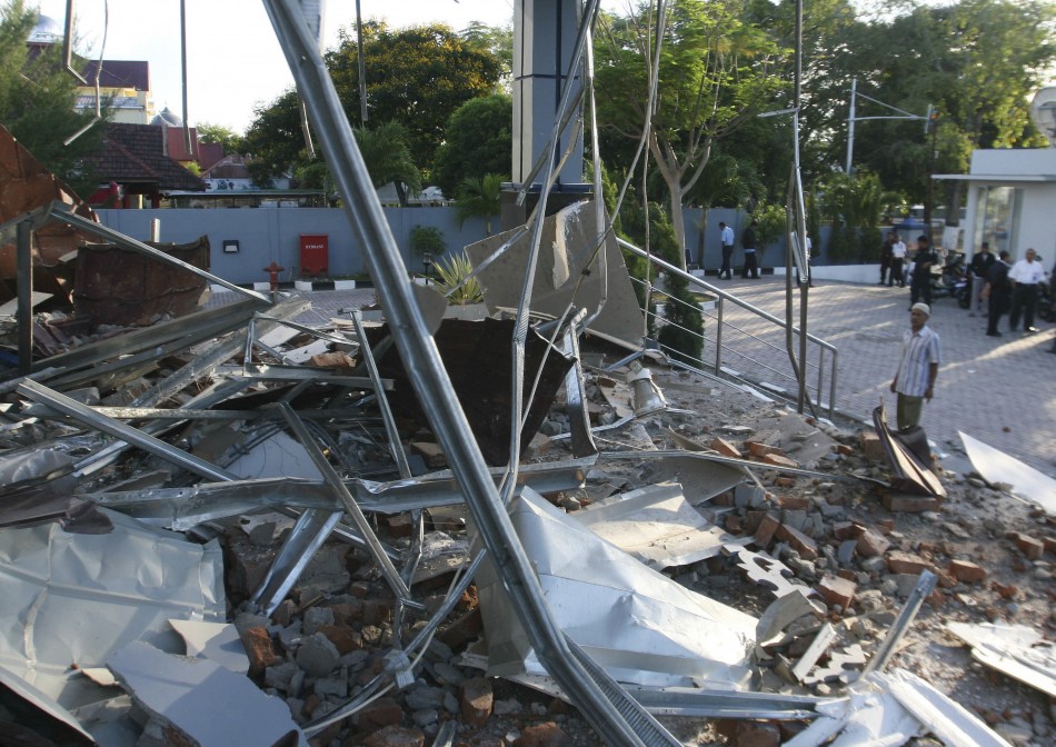 Damage to bank in Banda Aceh, capital and largest city in Aceh province