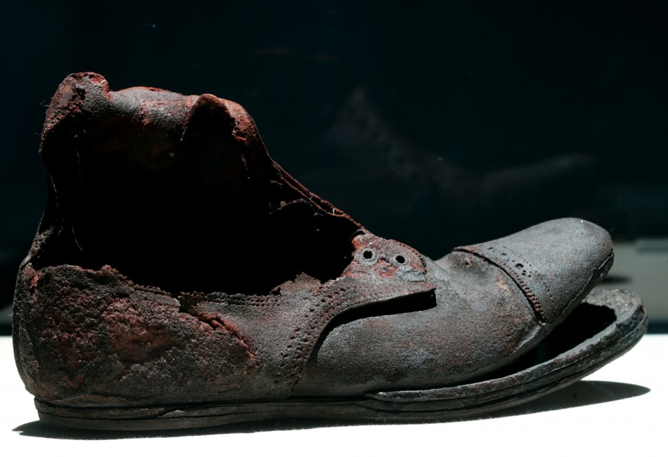 A shoe is on display at the quotTitanic, The Artifact Exhibitionquot at Athens Zappeion hall