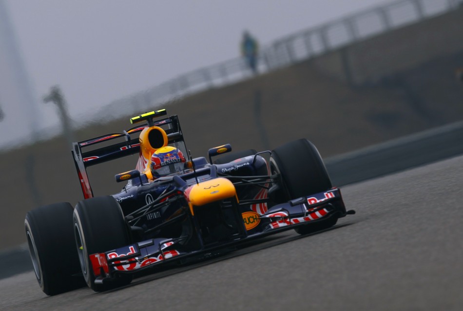 Red Bull Formula One driver Webber drives during the second practice session of the Chinese F1 Grand Prix at Shanghai circuit