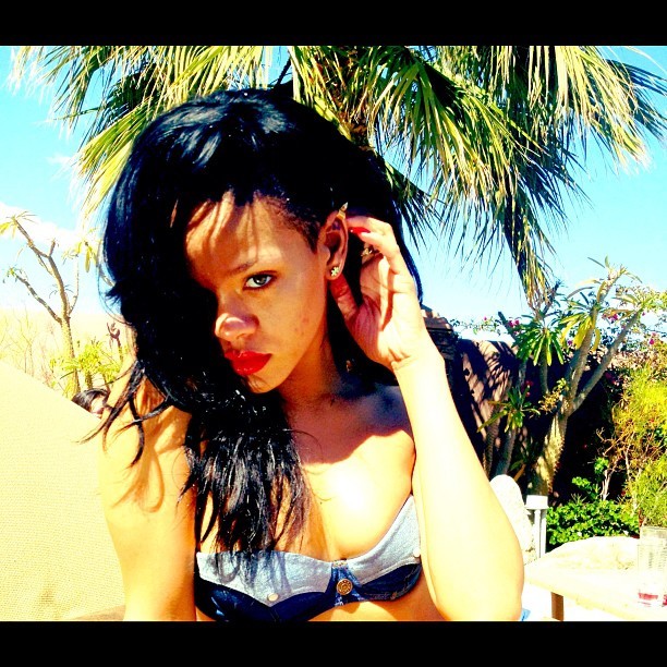 Rihanna in denim bikini
