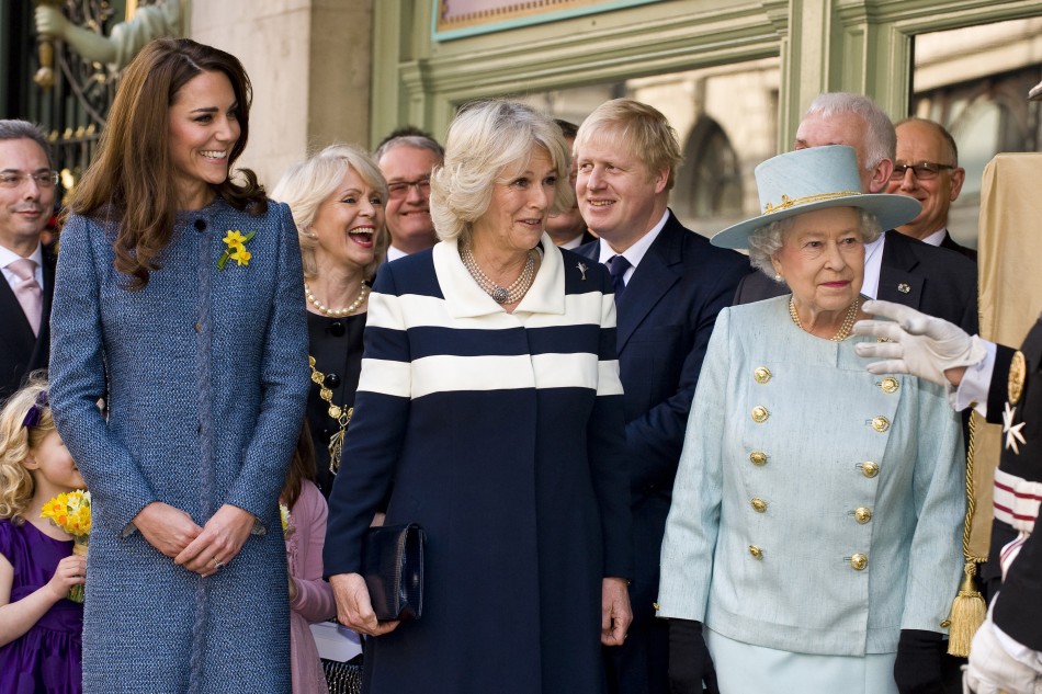 Queen Elizabeth II, Queen Camilla and Kate Middleton in 039bluequot