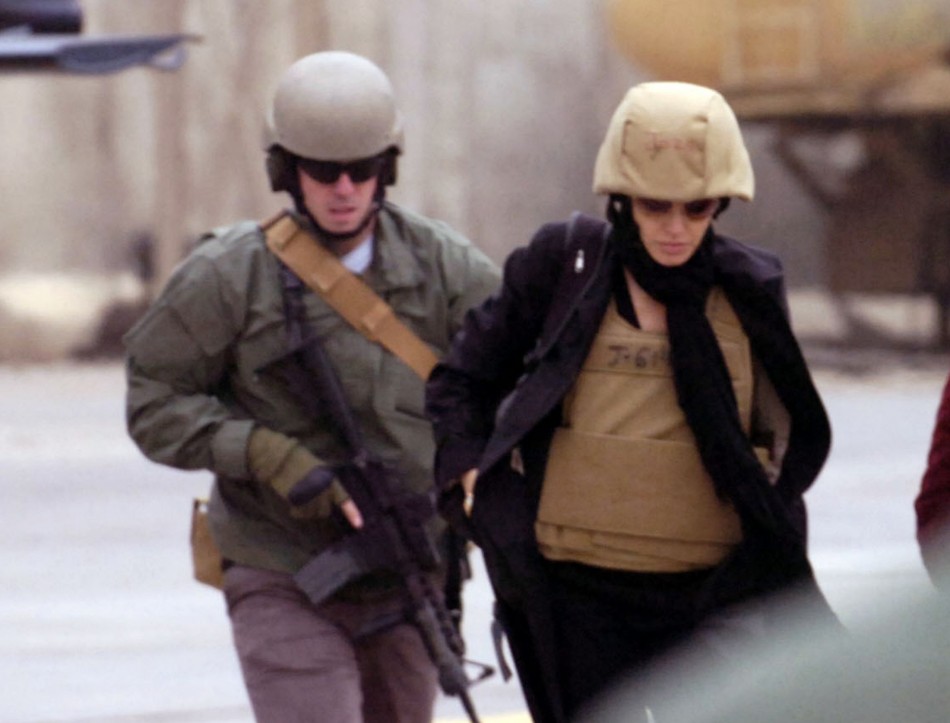 Actress Angelina Jolie visits the Green Zone in Baghdad