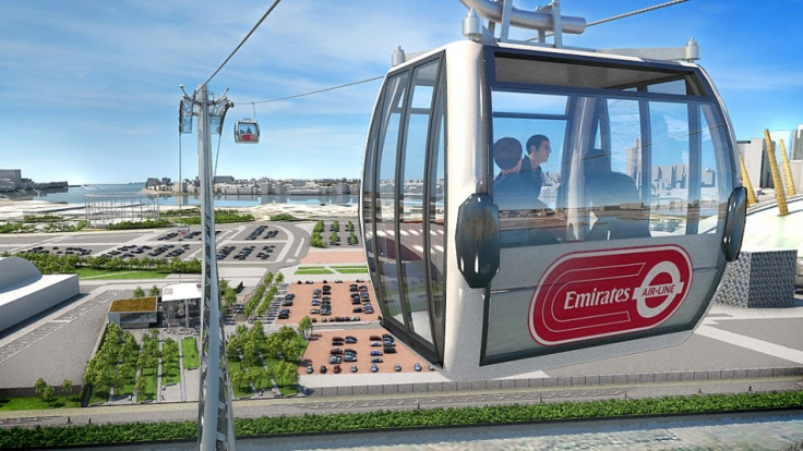 Tfl representation of completed Emirates Air Line across Thames