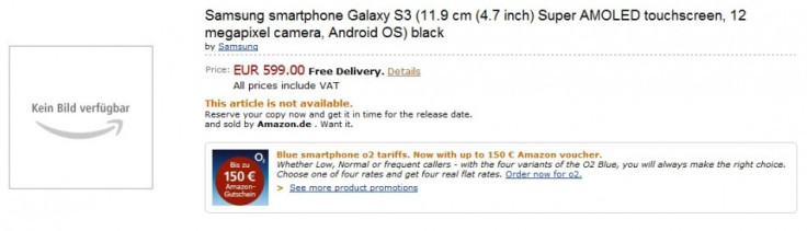 Samsung Galaxy S3 preorder occurs on Amazon's German site?