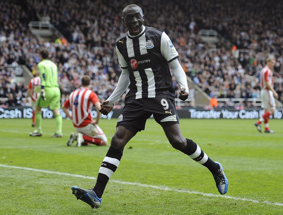 Newcastle United039s Cisse celebrates scoring against Stoke City during their English Premier League soccer match in Newcastle