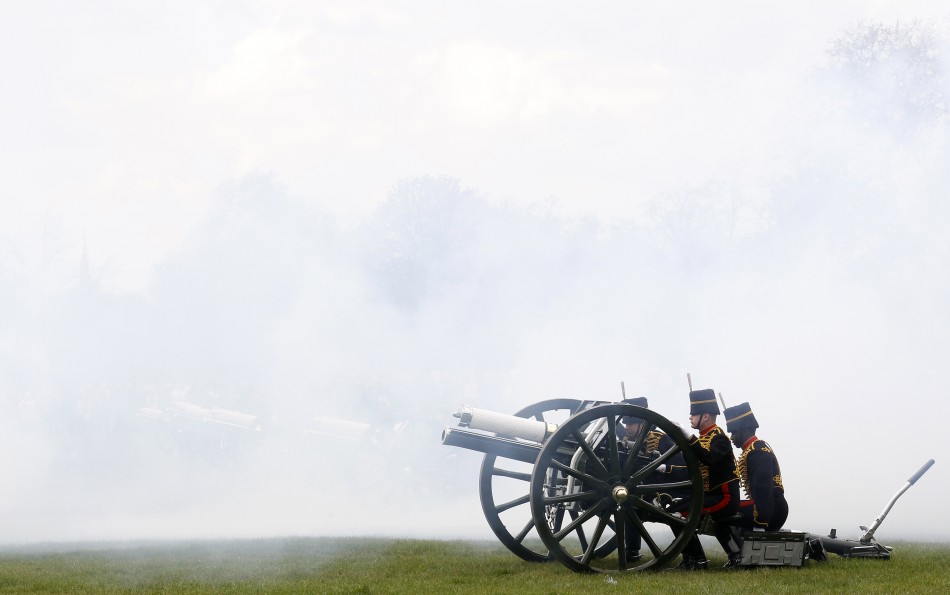 Gunners from The King039s Troop Royal Horse Artillery prepare to fire a round during a forty-one gun salute in London