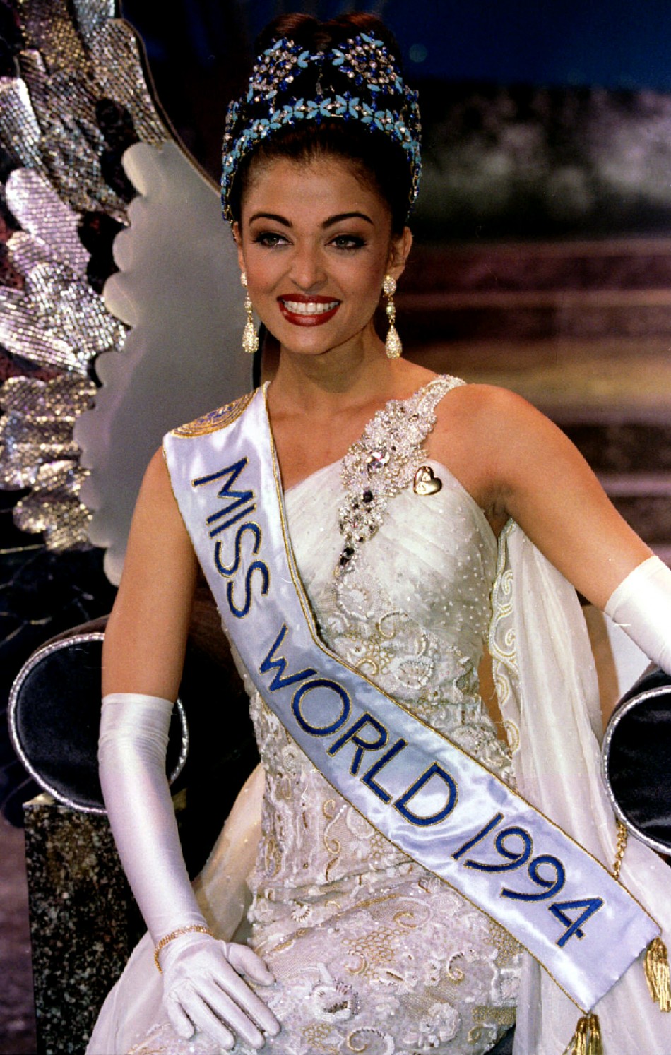 Miss India Aishwarya Rai sits on her throne moments after being crowned Miss World 1994 November 19