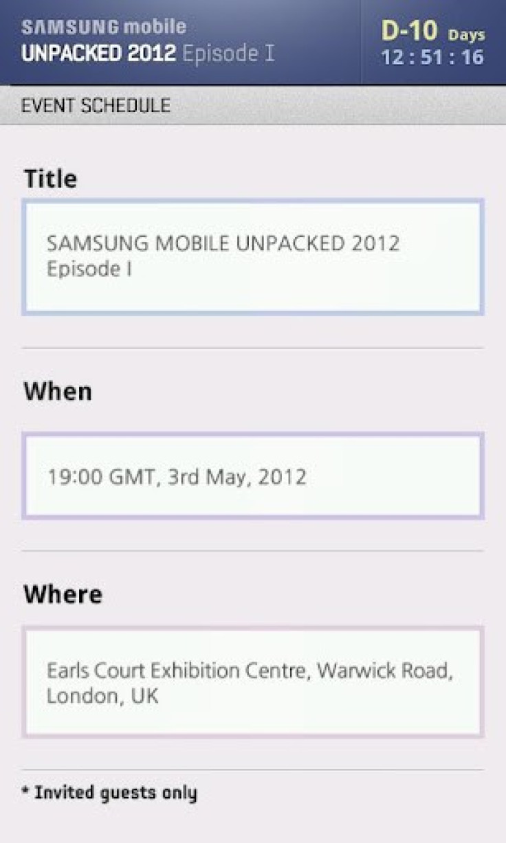 Samsung Galaxy S3 Pops Up in Unpacked 2012 App