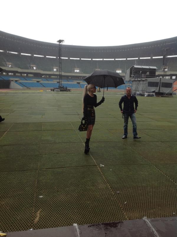 Lady Gaga at the venue of her concert