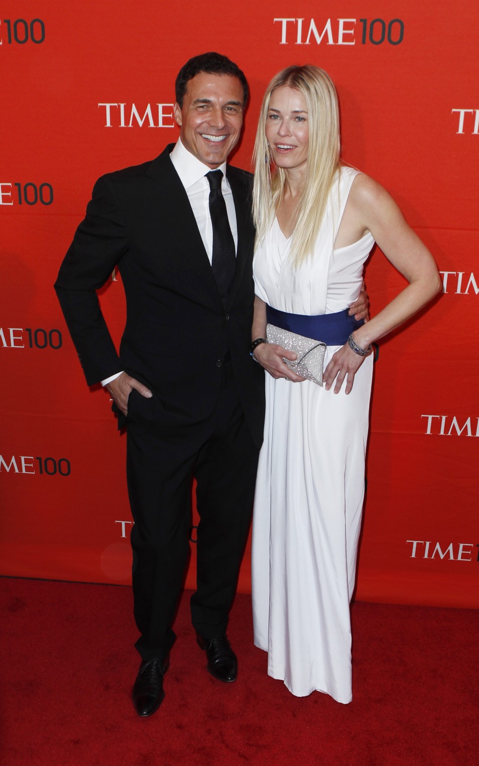 Actress Chelsea Handler arrives with Andre Balazs to be honored at the Time 100 Gala in New York