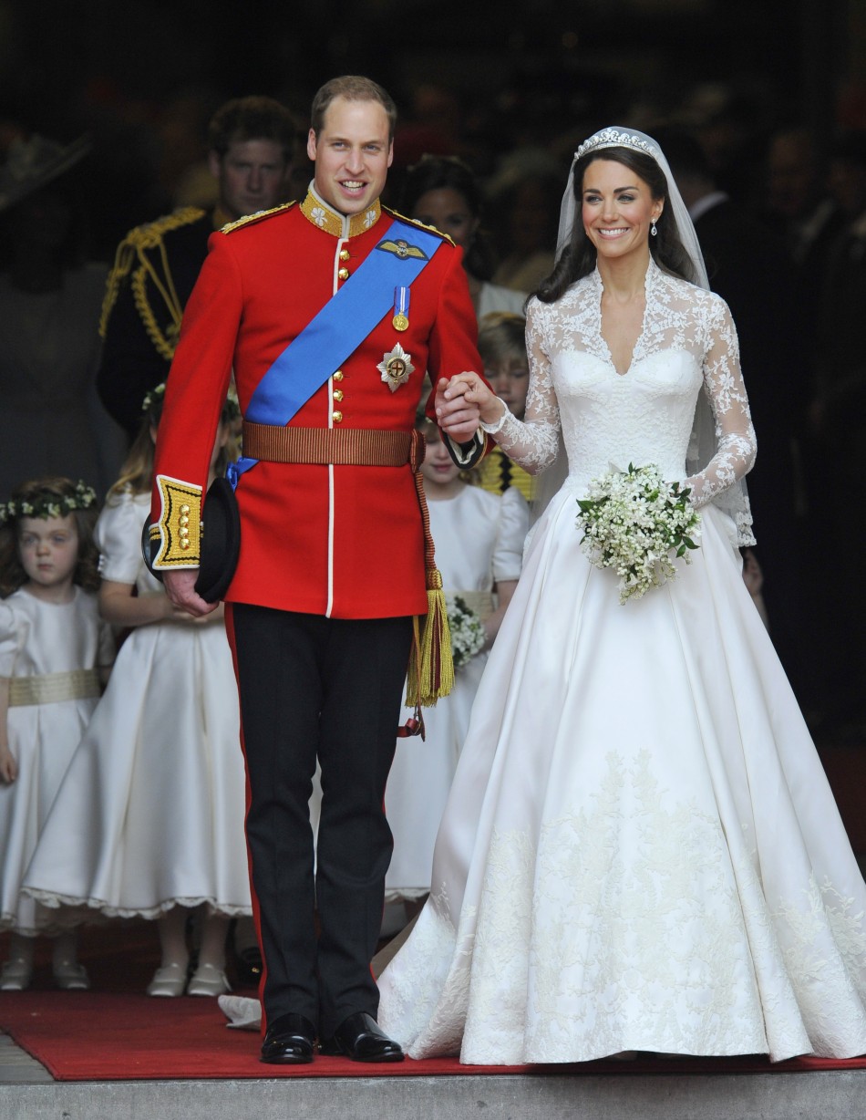 Britain039s Prince William and Catherine, Duchess of Cambridge, walk after their wedding ceremony in Westminster Abbey