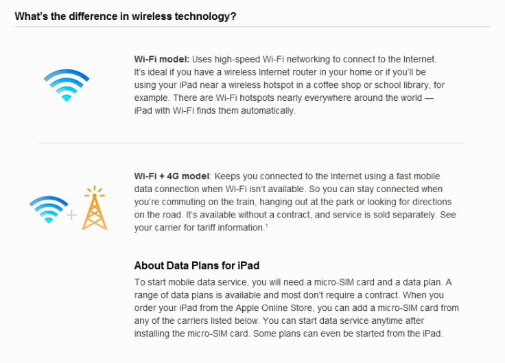 Apple iPad 3 4G on Apple's UK website