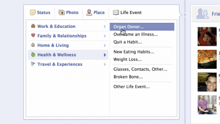 Facebook organ donor social networking initiative