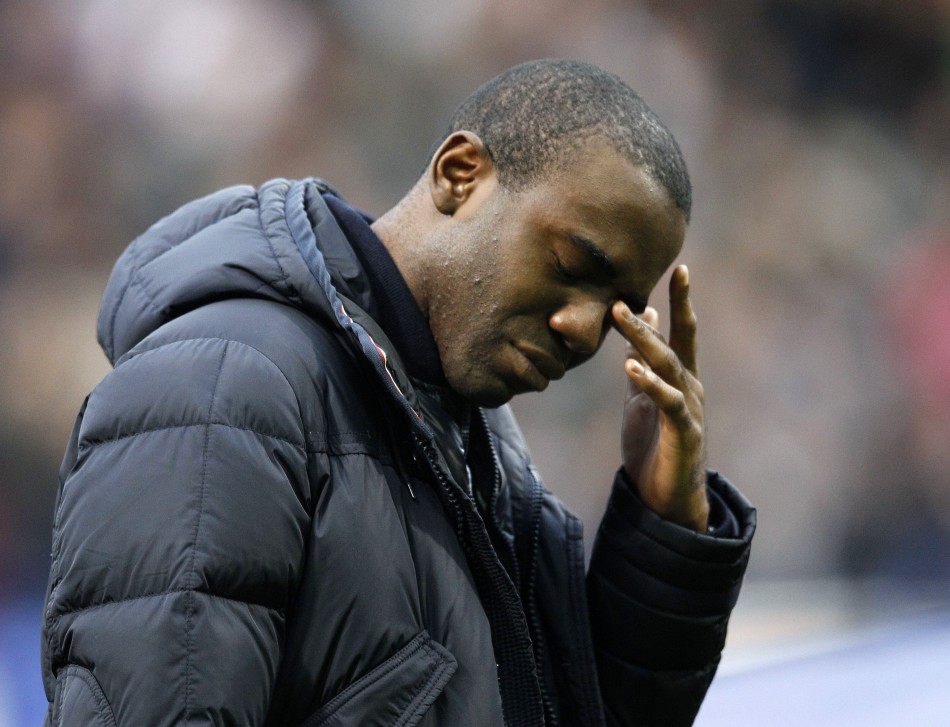 Bolton Wanderers039 Muamba reacts on his return to the Reebok Stadium
