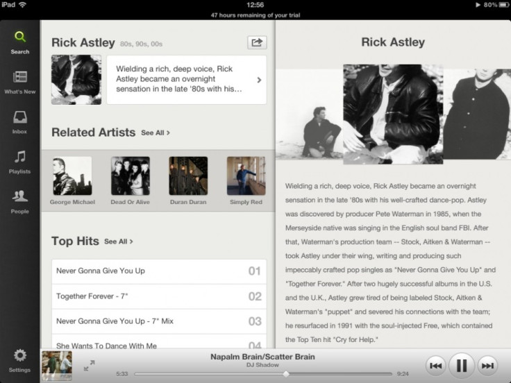 Spotify for ipad 2012 free rick astley