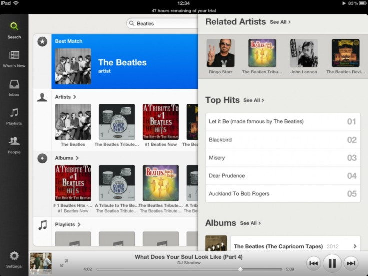 Spotify for ipad 2012 free The Beatles
