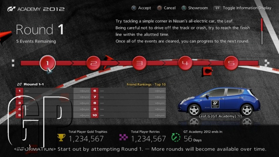 Grand Turismo 5 GT Academy 2012 Season 2 user interface screen 2