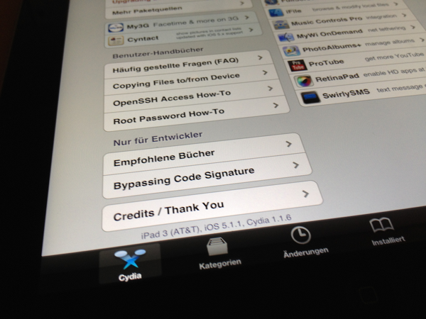 iPad 3 running iOS 5.1.1 Untethered Jailbreak in Cydia iPad 3 running iOS 5.1.1 Untethered Jailbreak in Cydia