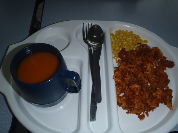 Today's dinner was carrot and coriander soup followed by mince pasta. The soup was brilliant. We don't have Carrot and coriander soup very often but its the first time I've tried it and I love it! The mince pasta was the same as spaghetti bolognese but wi