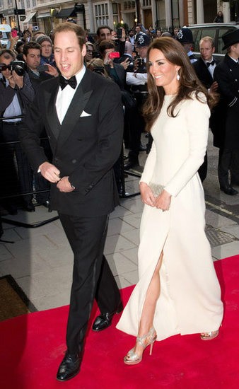 Kate Middleton in a cream full length gown
