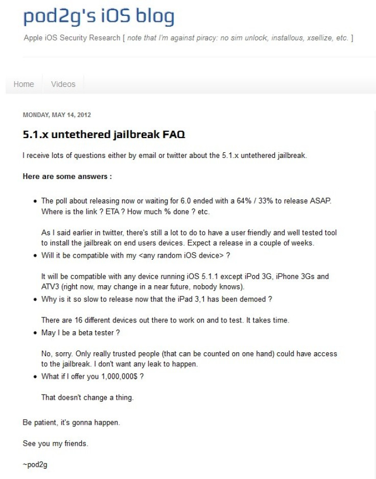 Pod2g Latest Jailbreak Update for iOS 5.1.1