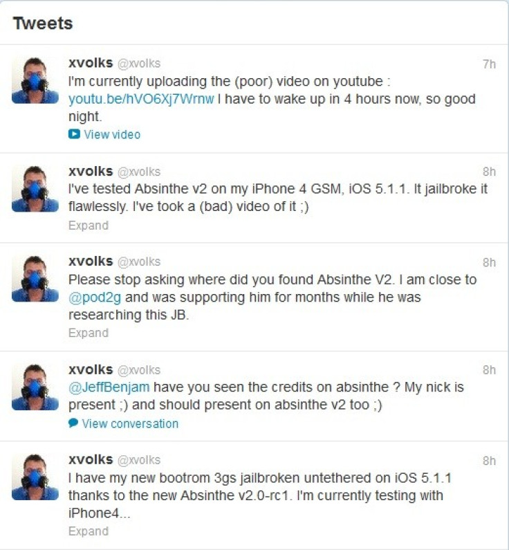 xvolks Twitter Updates for Absinthe 2.0 jailbreak