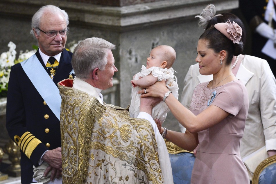 Royals attend the christening ceremony at the Royal Chapel in Stockholm