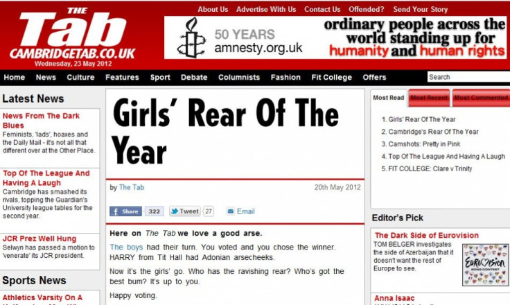 The Tab newspaper : &#039;Rear of the Year&#039; contest