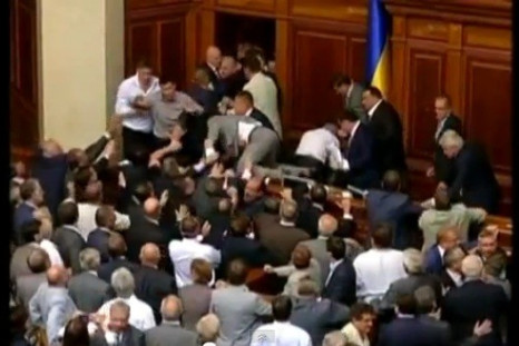 A violent scuffle erupted in Ukraine’s parliament
