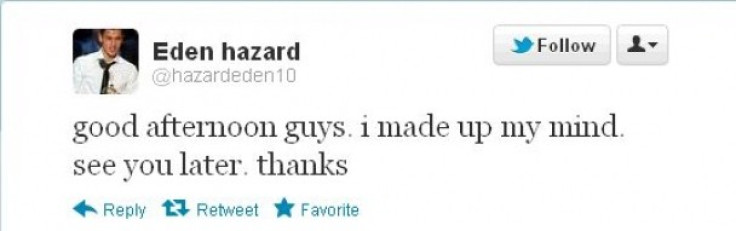 Hazard's tweet
