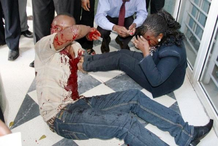 Bloodied victims of the Nairobi shopping centre blast