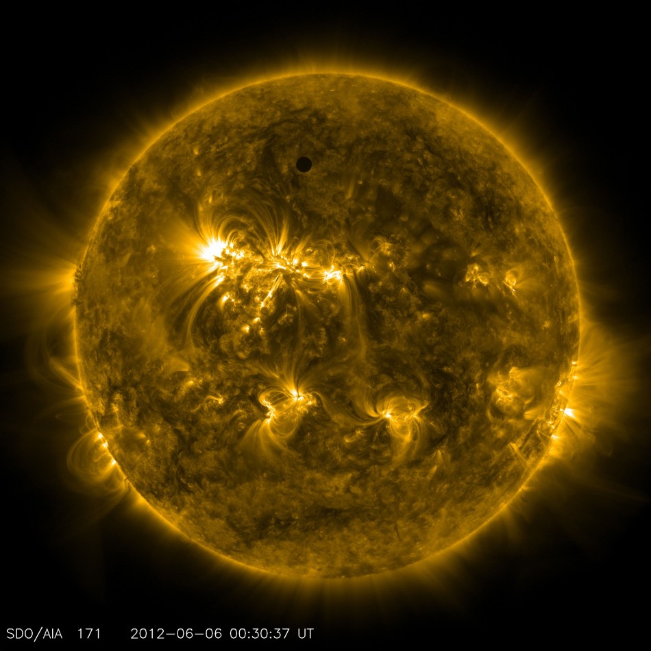 Venus transiting across the face of the Sun