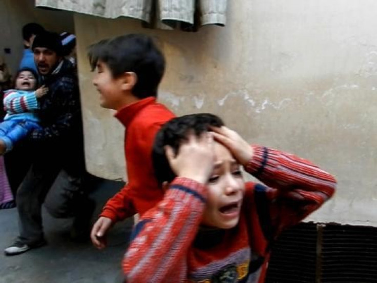 Children fleeing the violence in Hama province
