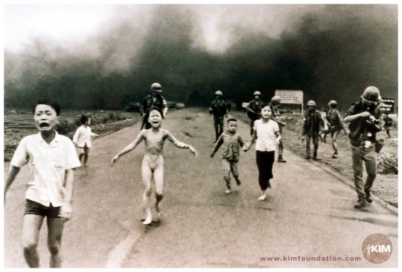AP photographer Nick Ut's award-winning photo showing Phan Thi Kim Phuc screaming and running as her back was burnt in a US napalm attack during Vietnam War on 8 June, 1972.