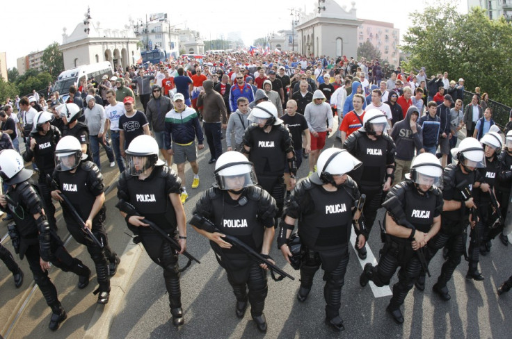 Police flank Russian fans