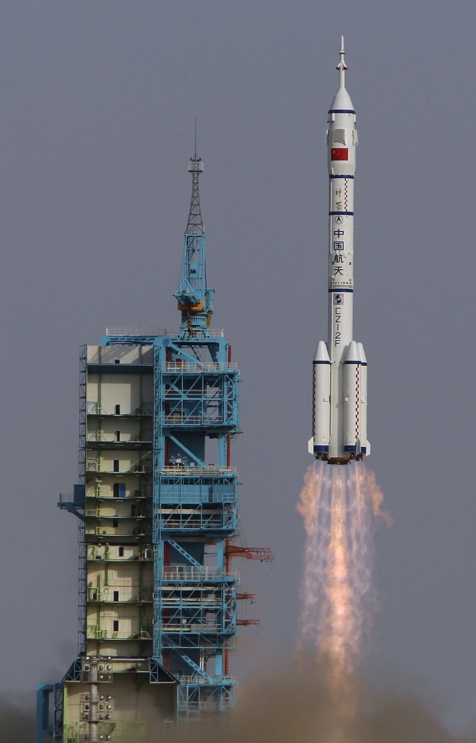 The Long March II-F rocket loaded with a Shenzhou-9 manned spacecraft