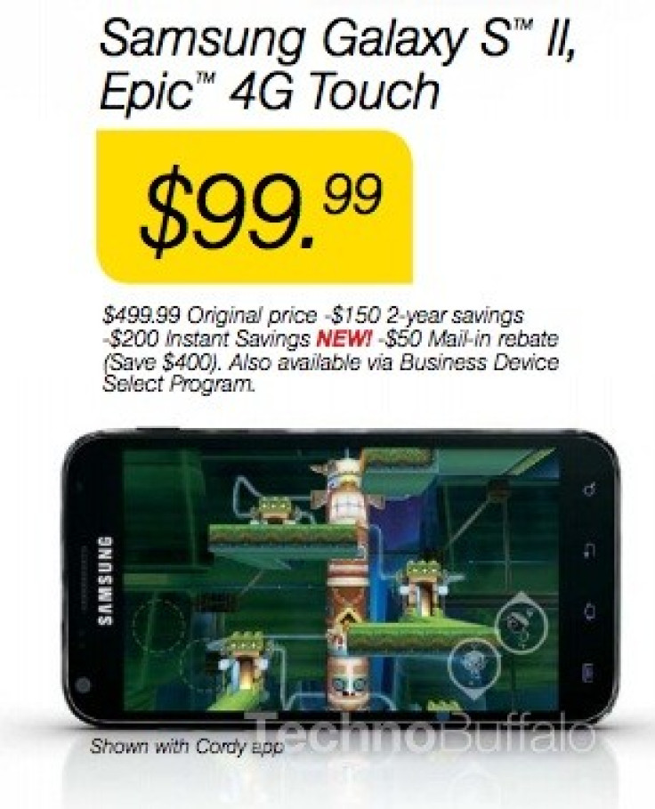 Samsung Galaxy S2 Epic 4G Touch at Sprint: Price Drops to $99.99 on 21 June?
