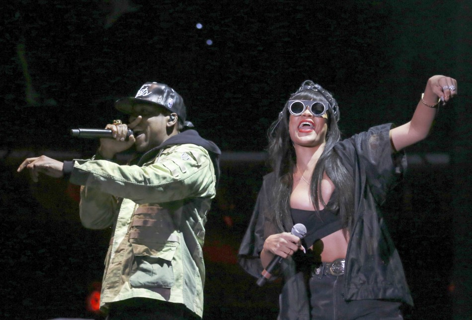 Jay Z performs, with a surprise appearance from Rihanna at the Hackney Weekender festival at Hackney Marshes in east London
