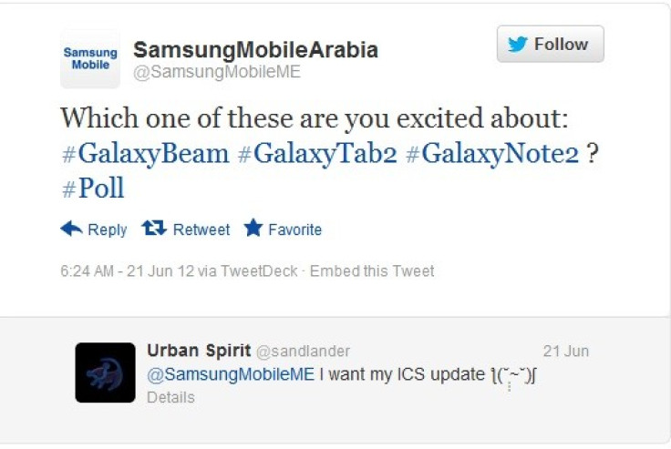 Tweet by Samsung Mobile Arabia